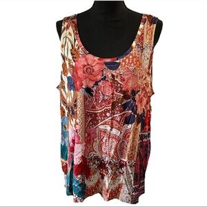 NWT Chico's Size 4 or US XXL Touch of Cool Floral Tapestry Polished Tank Top